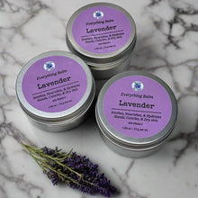 Load image into Gallery viewer, silver tins with lavender labels for hand salve
